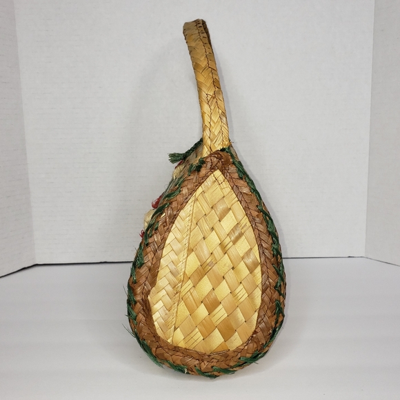 VINTAGE FLORAL WICKER PURSE TOP HANDLE HANDBAG - Picture 3 of 10